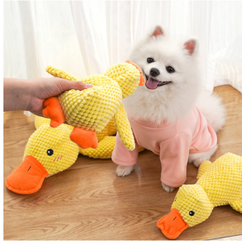 Squeaky Calming Duck Plush Toy for Dogs & Cats